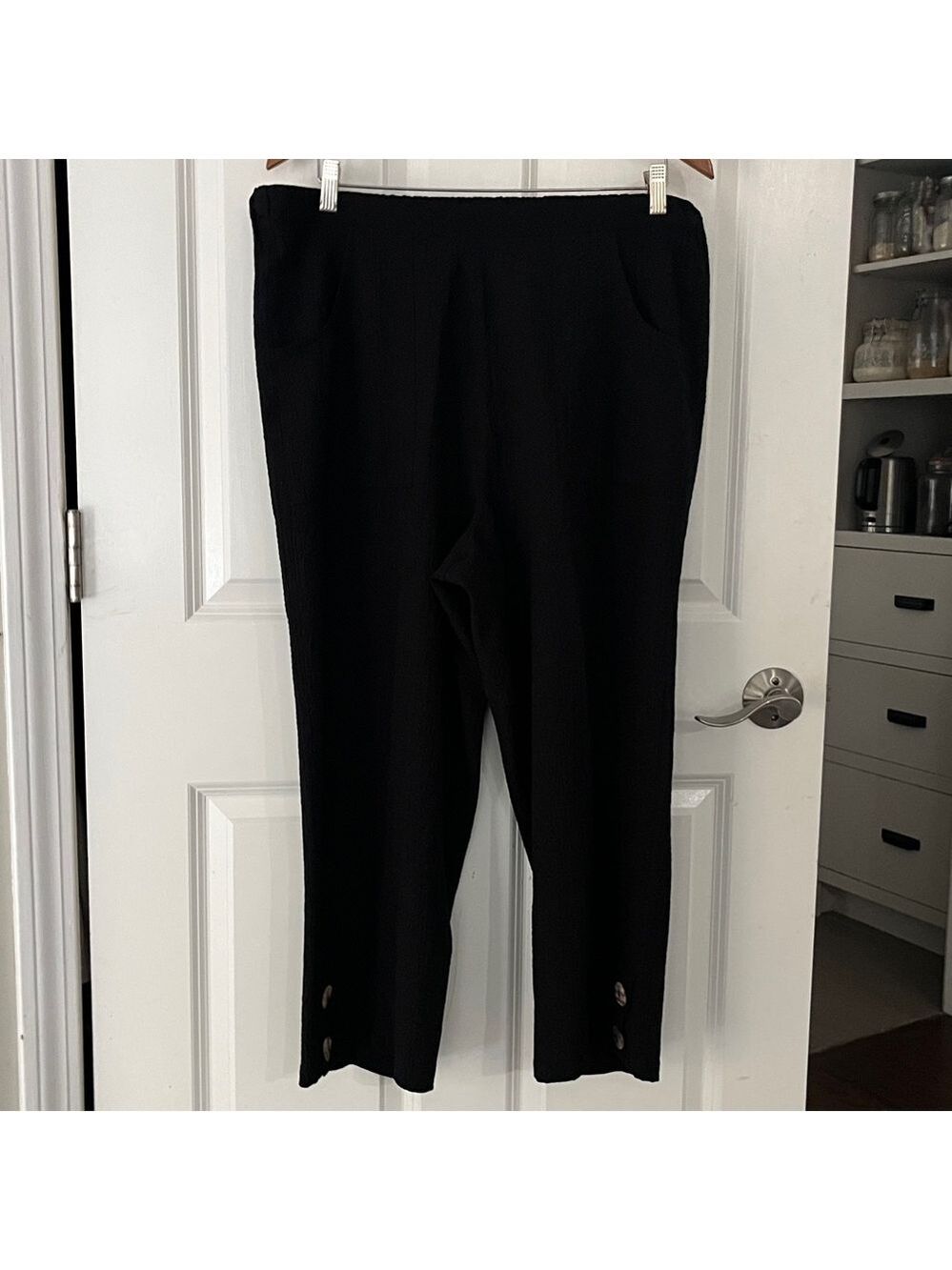 Habitat Cropped Textured pull on Pants with button ankle detail & pockets Sz L